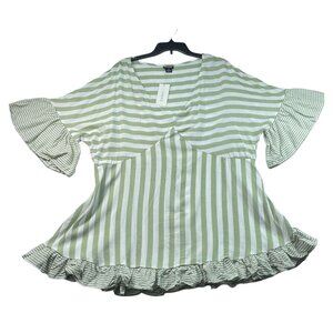 Evans Tunic Dress Womens Plus Size 20  Olive Green White Striped New